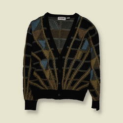 1980s | IT Sport Geometric Pattern Knit Cardigan | Multicolour - M