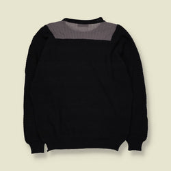 1980s | Carlo Colucci Geometric Pattern Knit Jumper | Black & Grey - XL