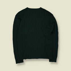1990s | Tommy Hilfiger Cable Knit Jumper | Dark Green - L