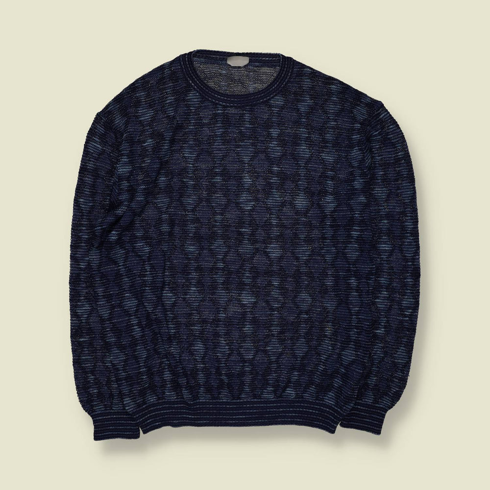 1990s | Missoni Space-Dye Knit Jumper | Navy Blue - L