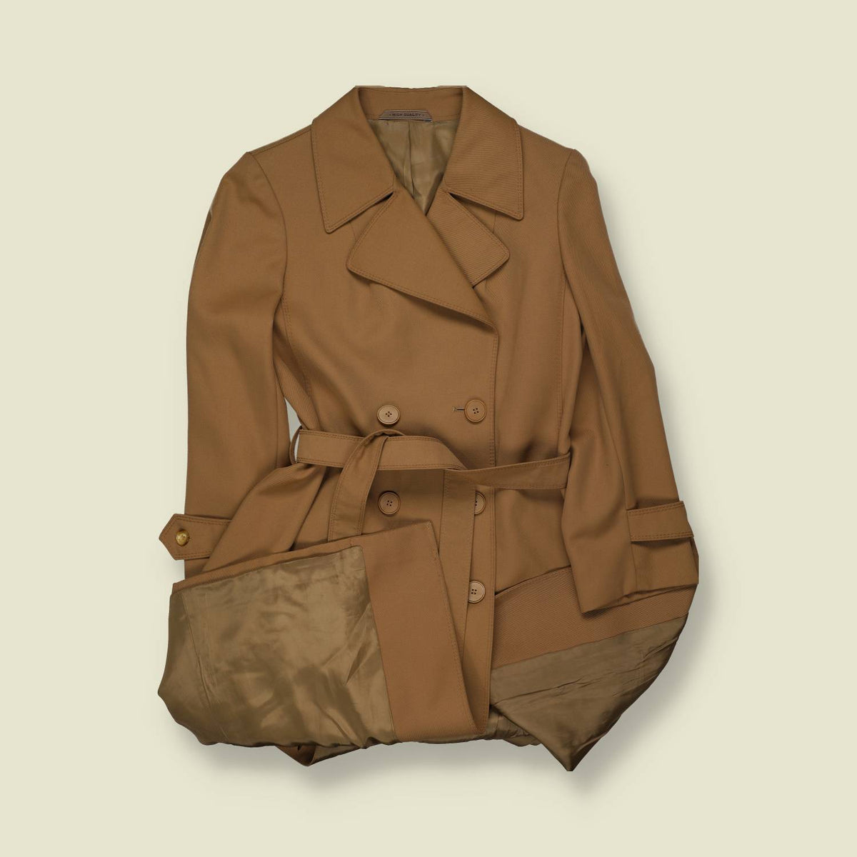 1970s | Del Oames | Camel Double-Breasted Belted Coat - 6