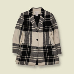 1980s | Jones New York | Black & Cream Checked Coat - 10