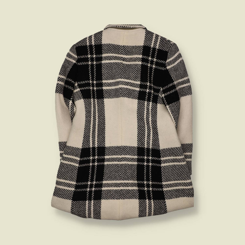 1980s | Jones New York | Black & Cream Checked Coat - 10