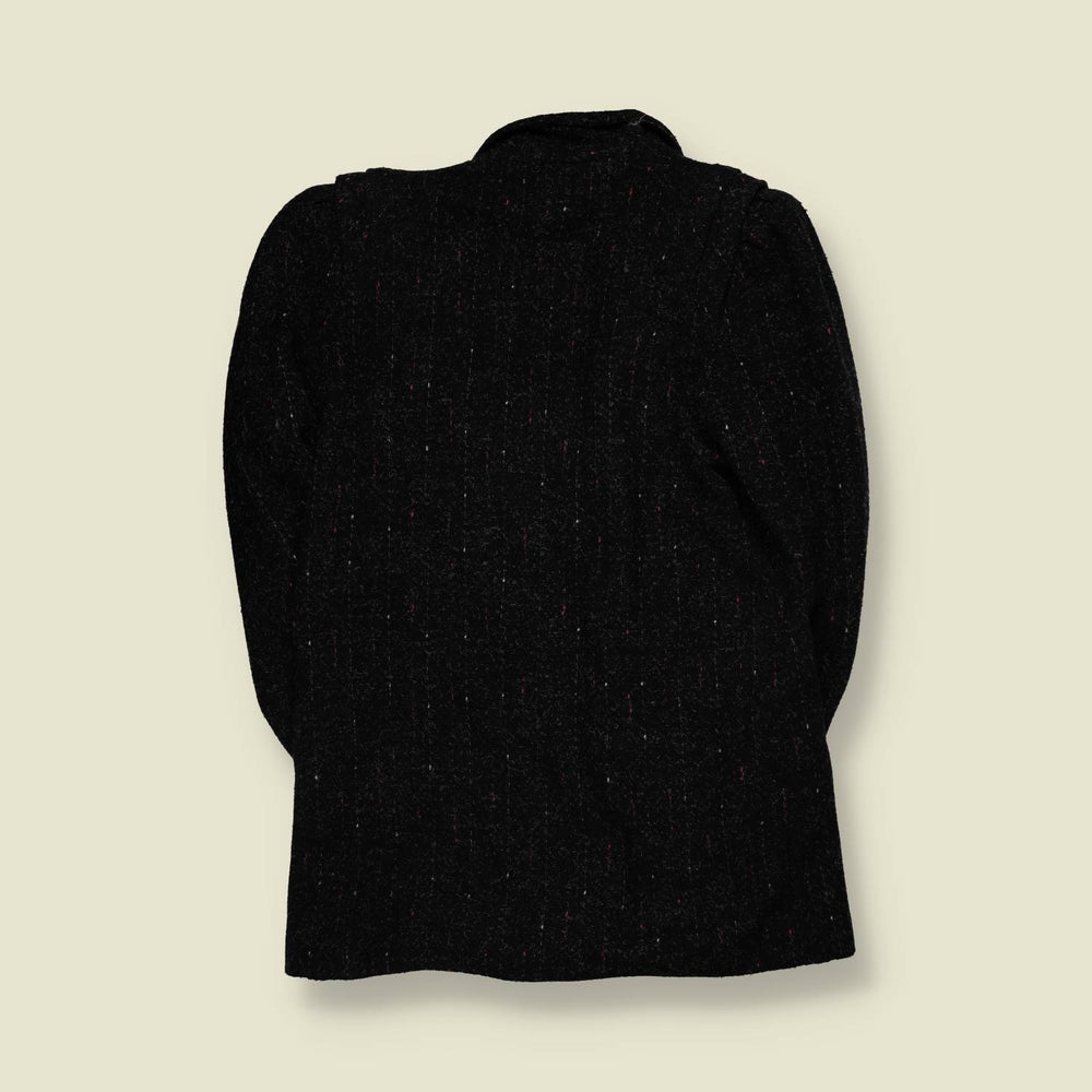 1980s | New York Girl | Black Flecked Double-Breasted Coat - 12