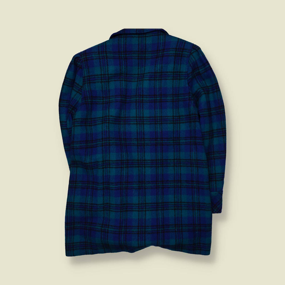 1980s | Spencer Douglas | Blue & Green Checked Double-Breasted Coat - 14