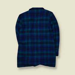 1980s | Spencer Douglas | Blue & Green Checked Double-Breasted Coat - 14