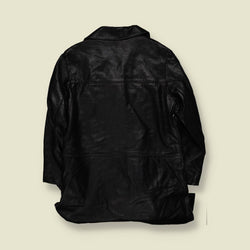 1960s | Mongolian Leather | Black Single-Breasted Coat - 14