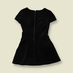 1990s | Quintessential | Black Short-Sleeved A-Line Dress - 6