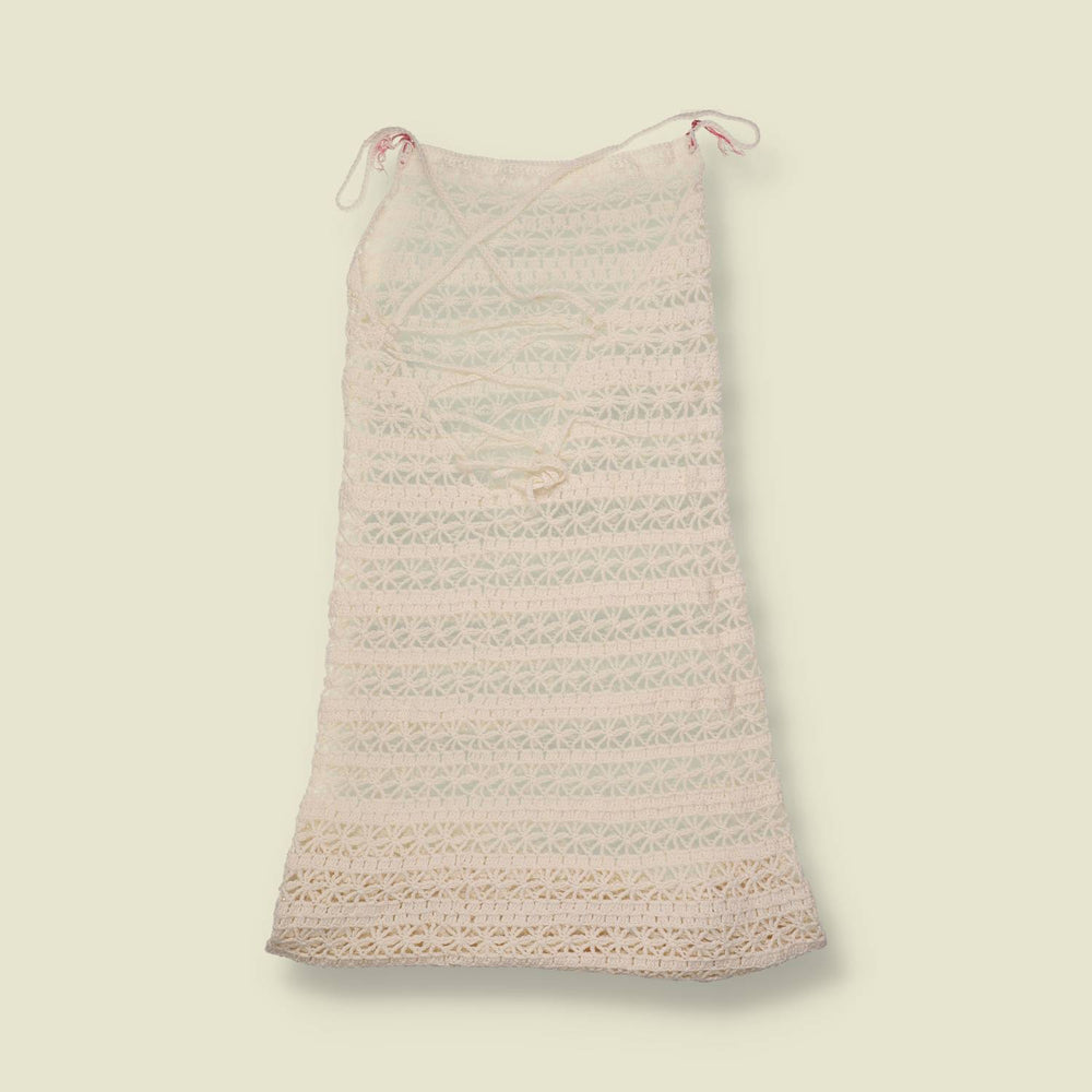 1970s | Cream Crochet Sleeveless Dress - 4