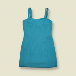 1970s | Turquoise Strappy A-Line Dress - 6