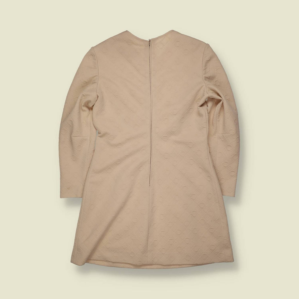 1970s | Textured Chevron Mini Dress | Beige - 8