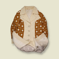 1970s | Cream & Brown Geometric Pattern Coat - 12