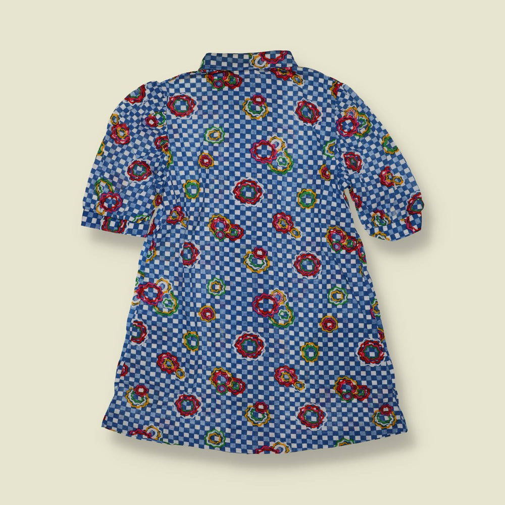 1970s | Deadstock Floral Check Shirt Dress | TGL - 10