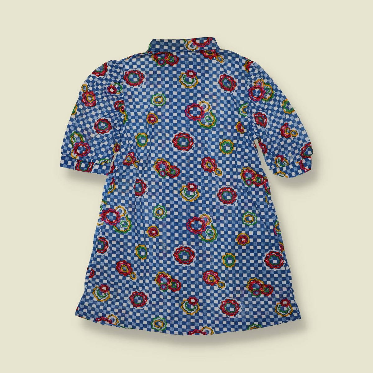 1970s | Deadstock Floral Check Shirt Dress | TGL - 10
