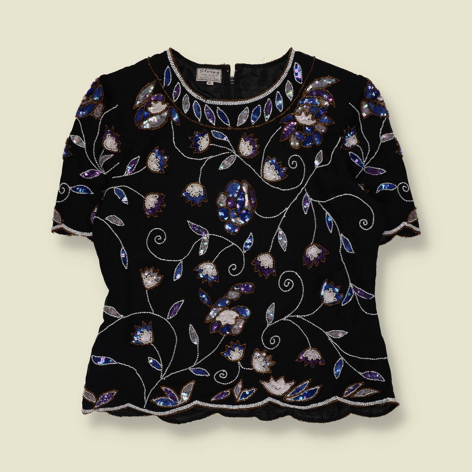 1980s | Slenay | Made in India | Beaded Silk Top - 16