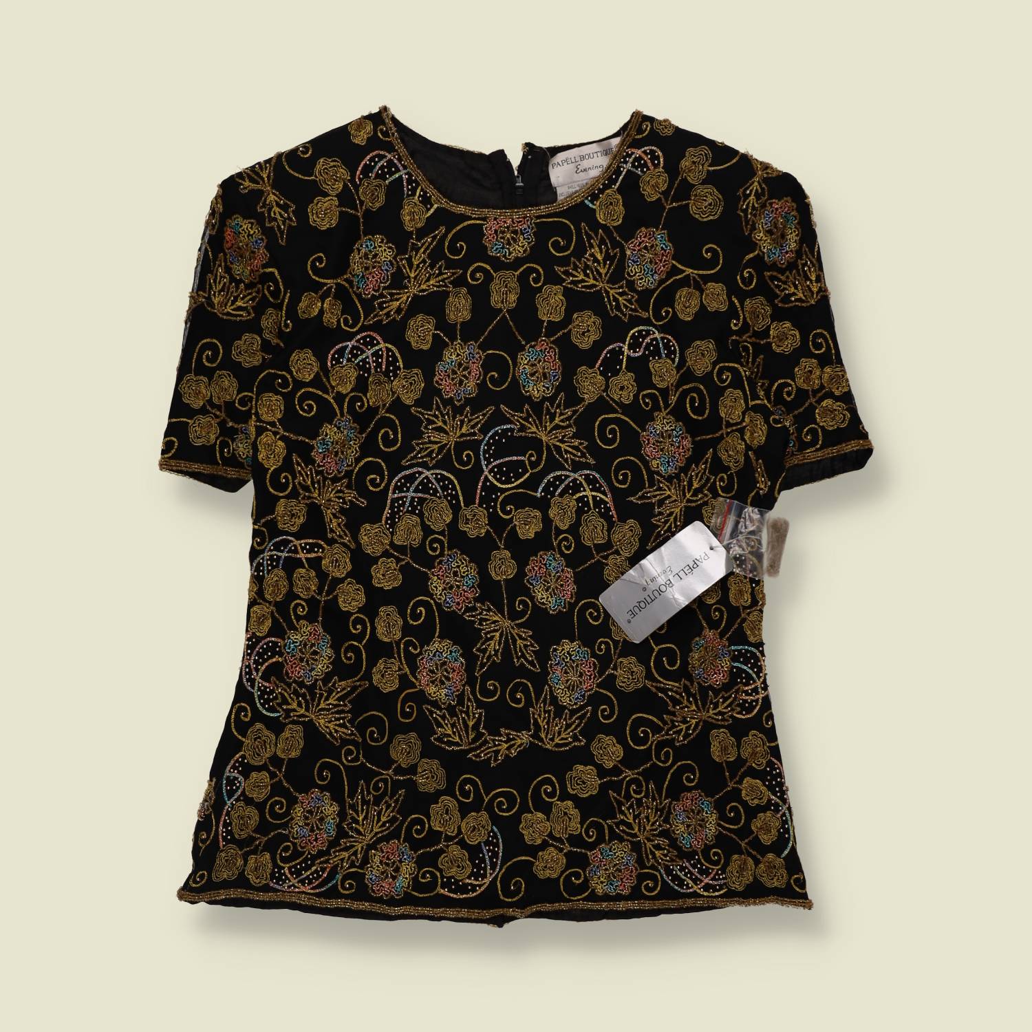 1980s | Papell Boutique | Made in India | Deadstock Beaded Silk Top - 10