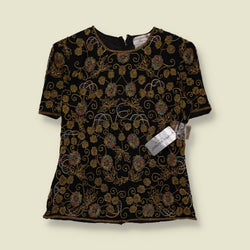 1980s | Papell Boutique | Made in India | Deadstock Beaded Silk Top - 10