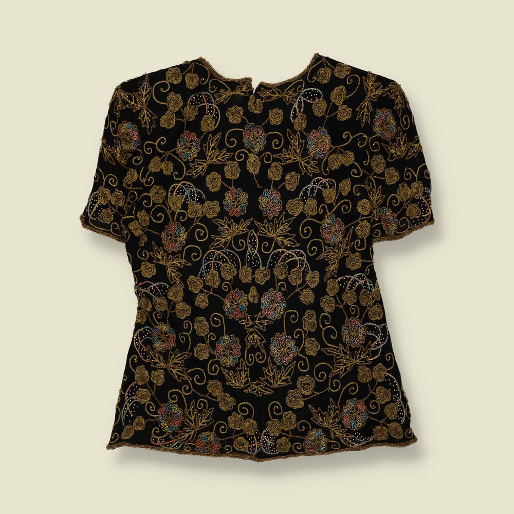 1980s | Papell Boutique | Made in India | Deadstock Beaded Silk Top - 10