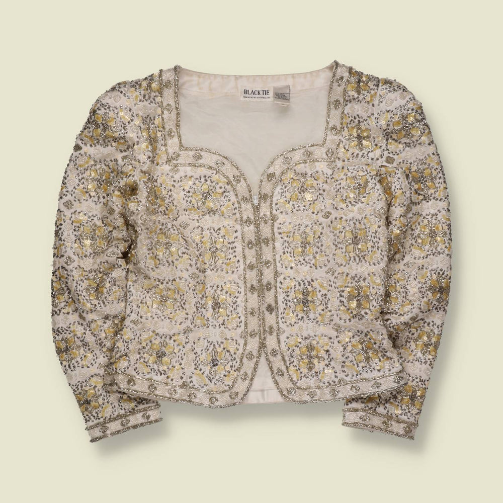 1980s | Black Tie | Beaded Embellished Jacket - 10