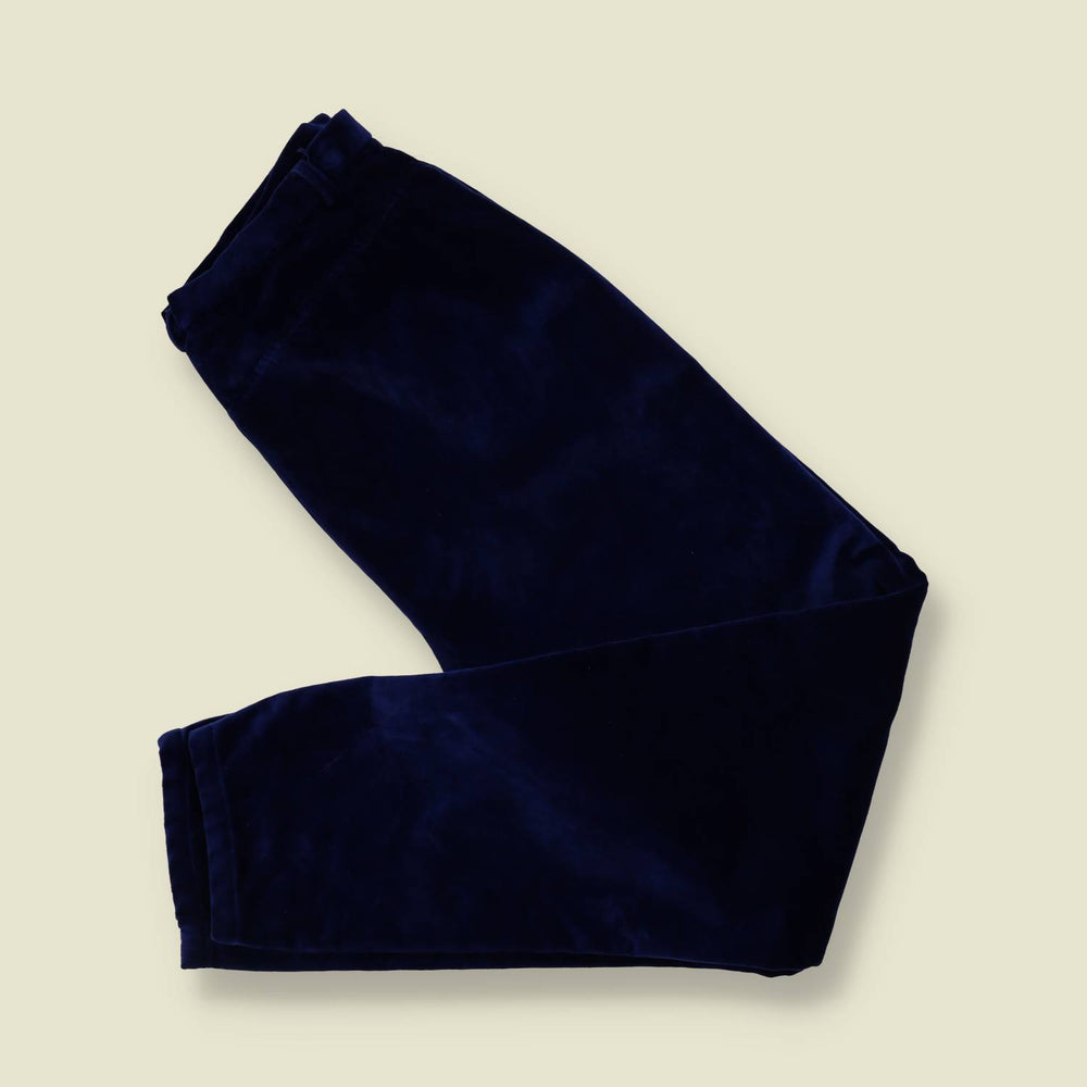 1990s | Made In USA | Velvet Trousers | Blue - w30