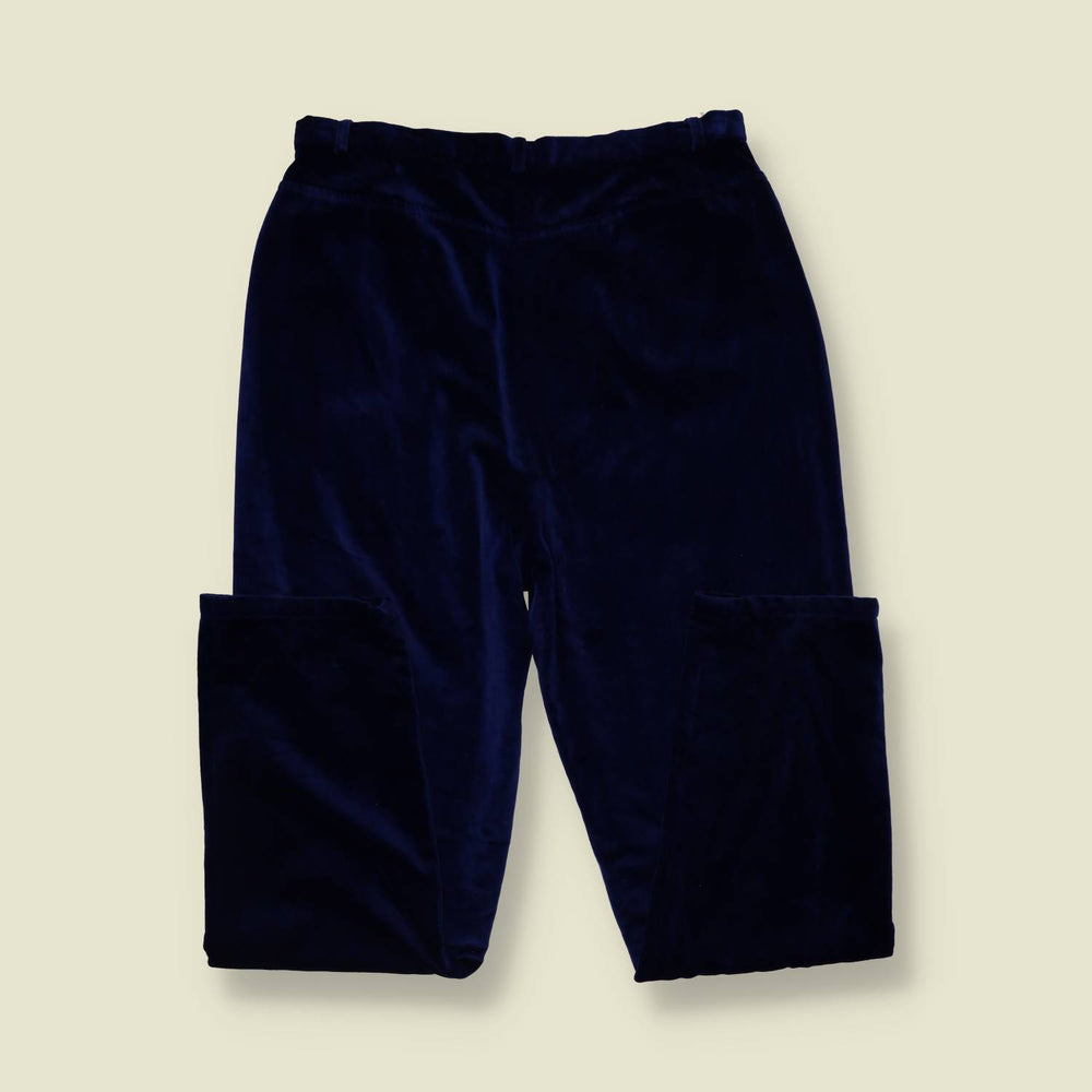 1990s | Made In USA | Velvet Trousers | Blue - w30