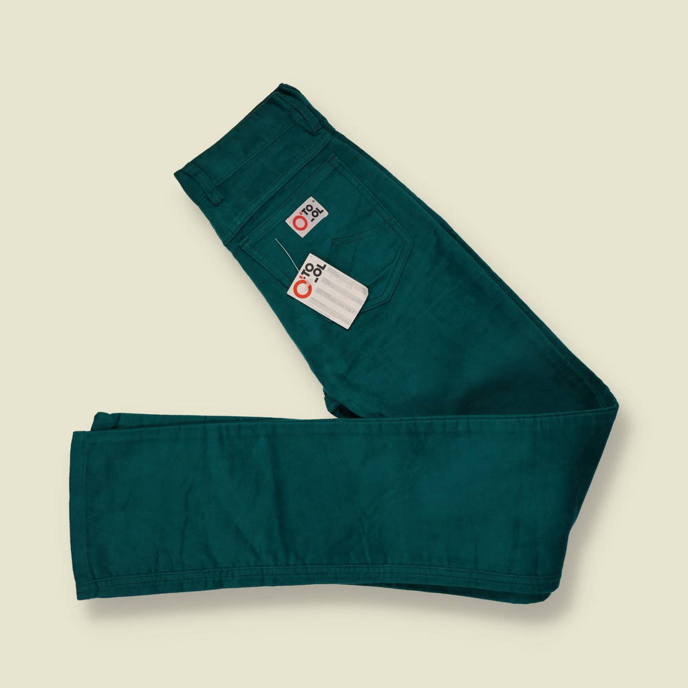 1990s | Deadstock | Velvet Finish Trousers | Green - w26