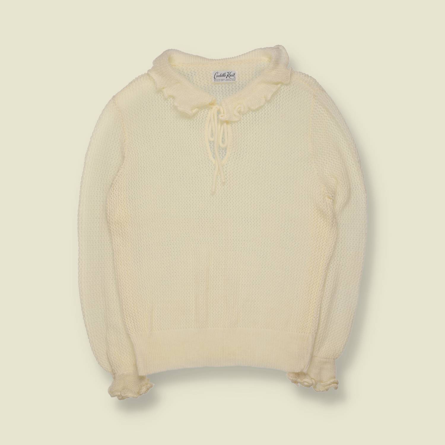 1970s | Cuddle Knit | Ruffle Collar Knit Top - 12