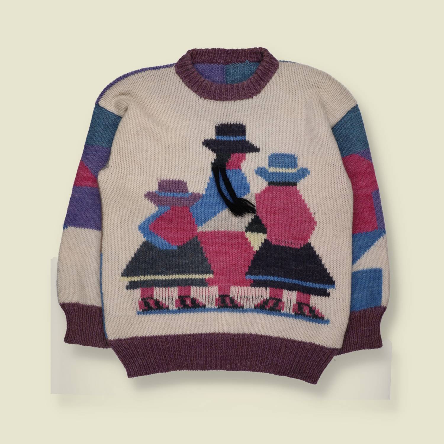1970s | Handknit | Folk Scene Knit Jumper - 16