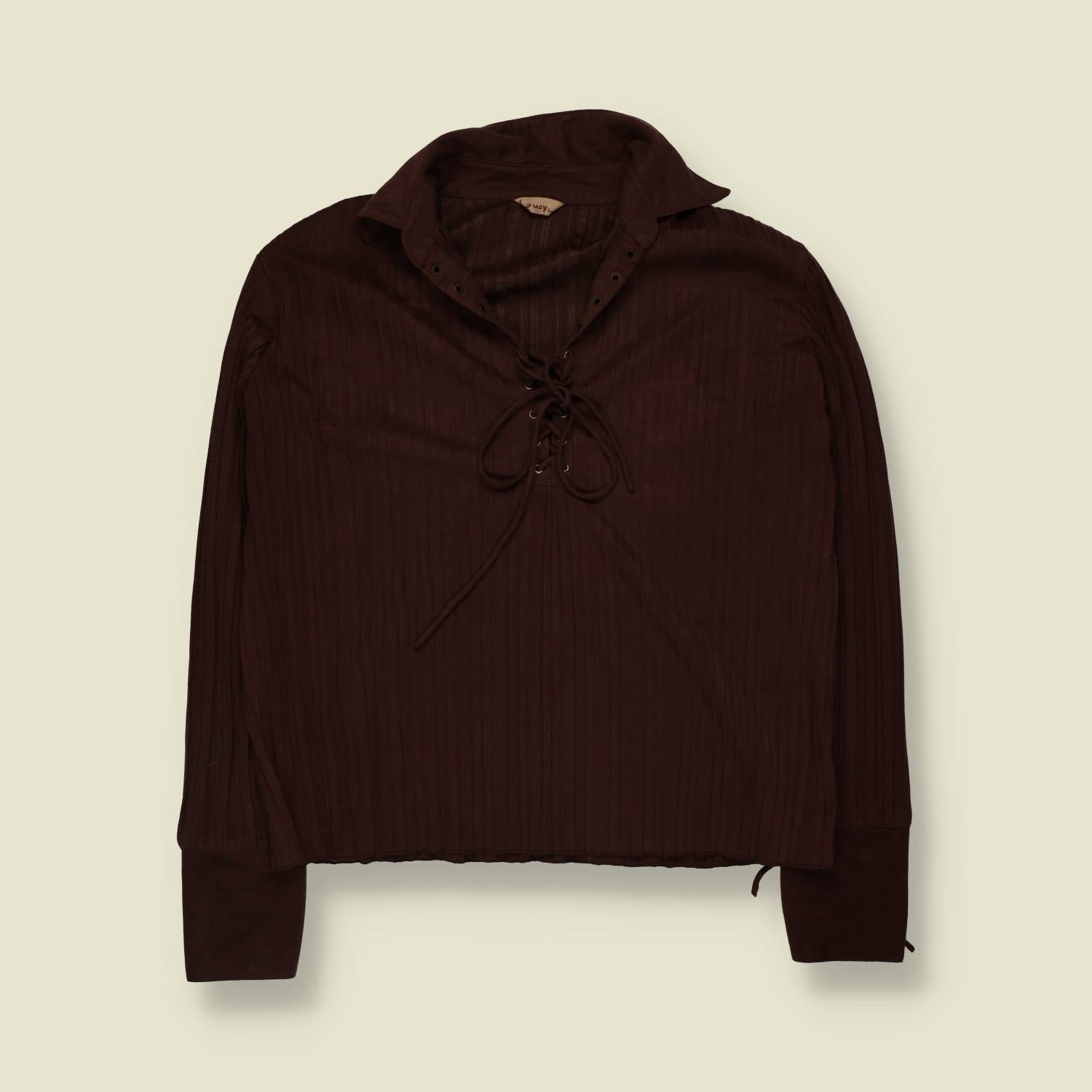 1990s | Log Fashion | Laced Top | Brown - 14