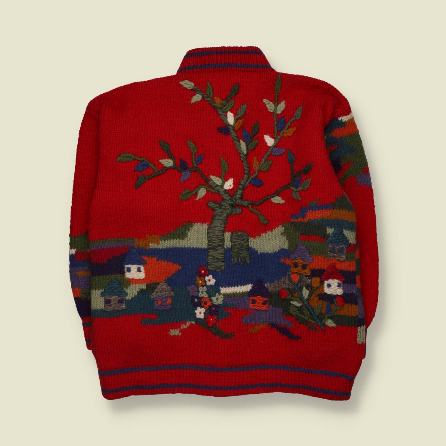 1980s | Handknit Scenic Cardigan - One size