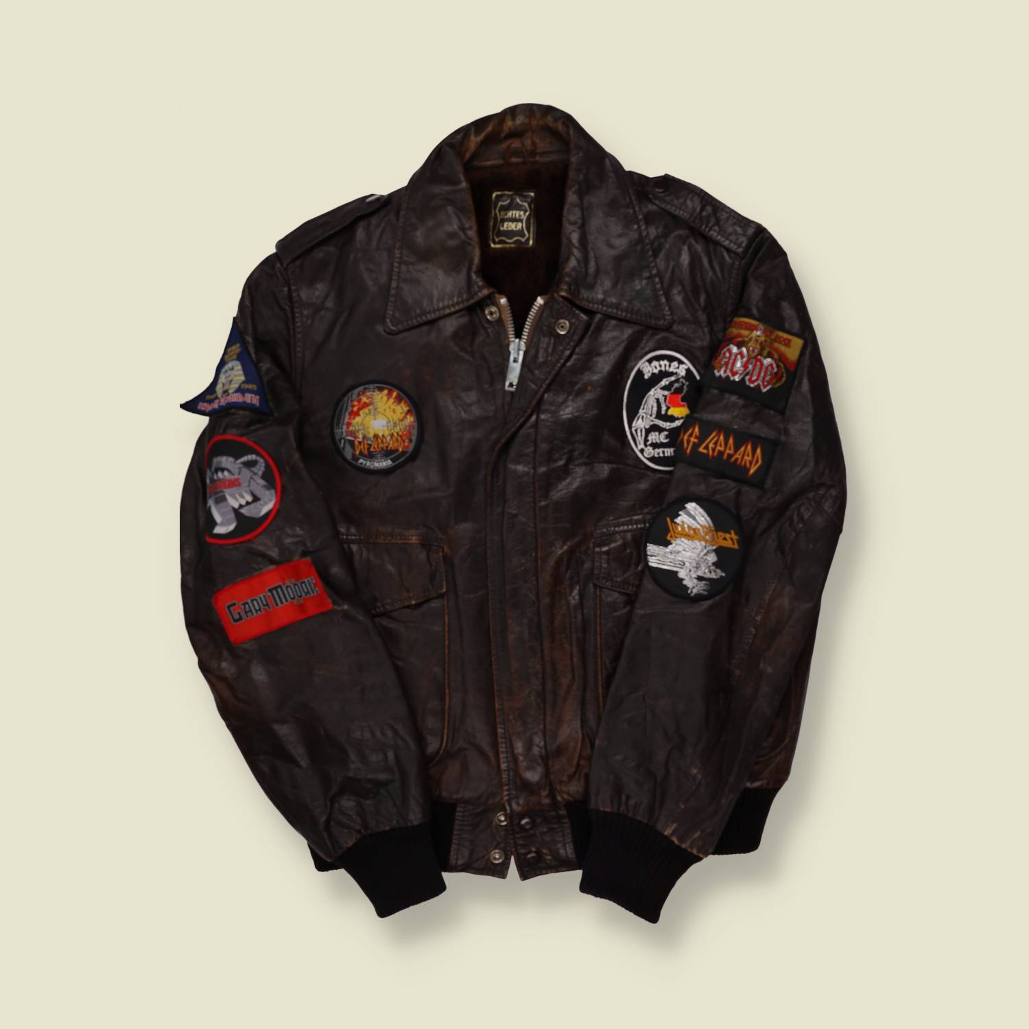 1980s Iron Maiden / Judas Priest / Def Leppard Flight / Original Rock Patch Jacket - M