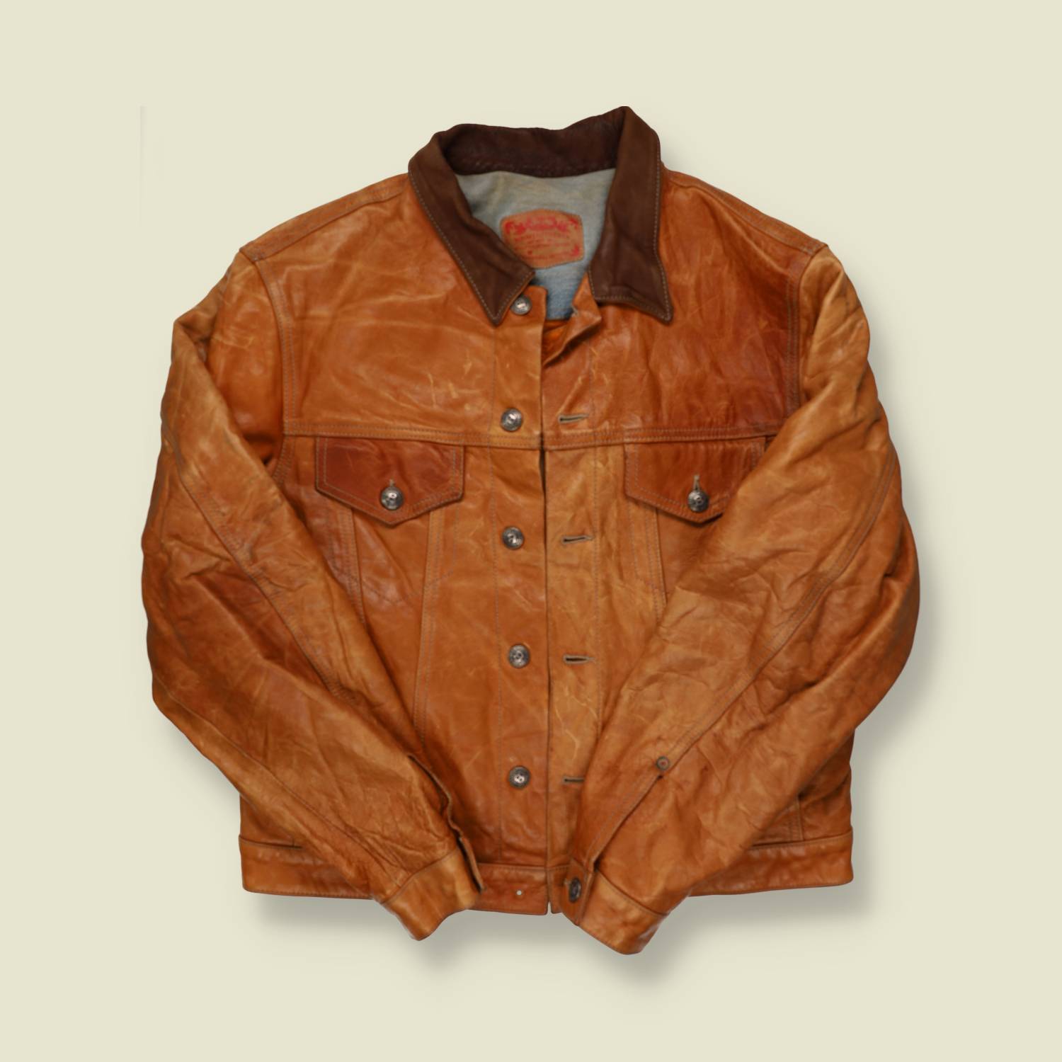 1990s Dual Tone Leather Trucker Jacket - L