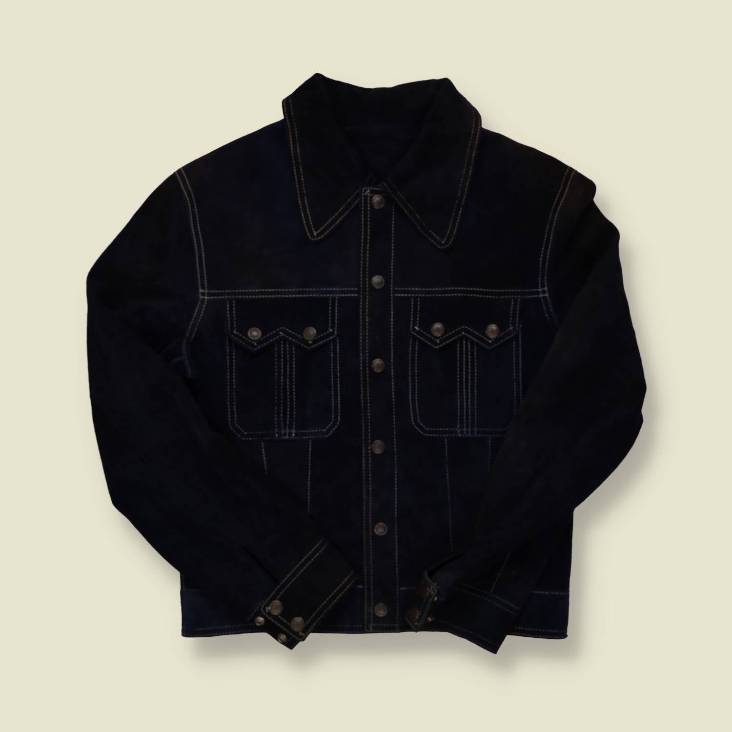1970s Suede Leather Trucker Jacket - XS