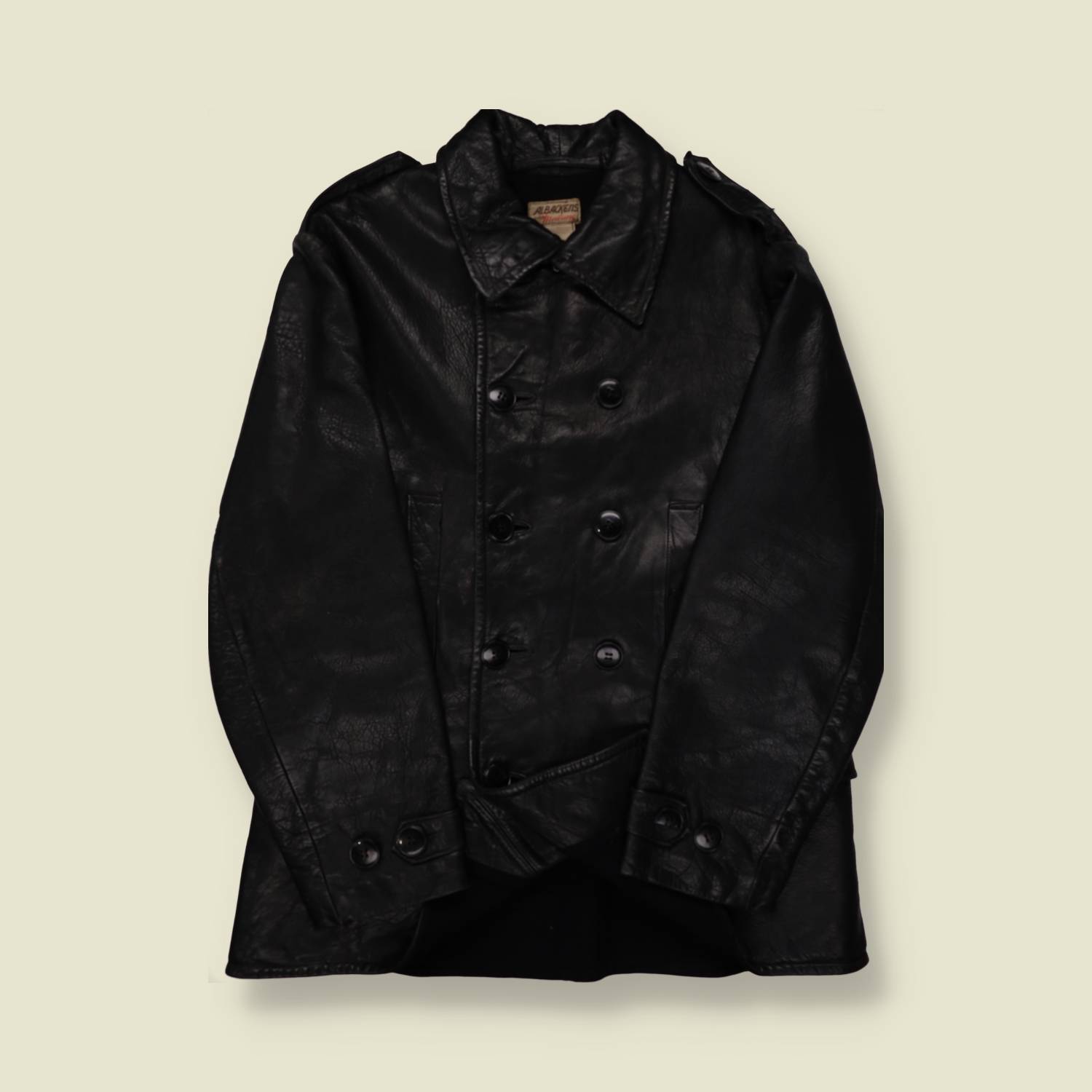 1950s/60s Leather Swedish Military Coat - S/M