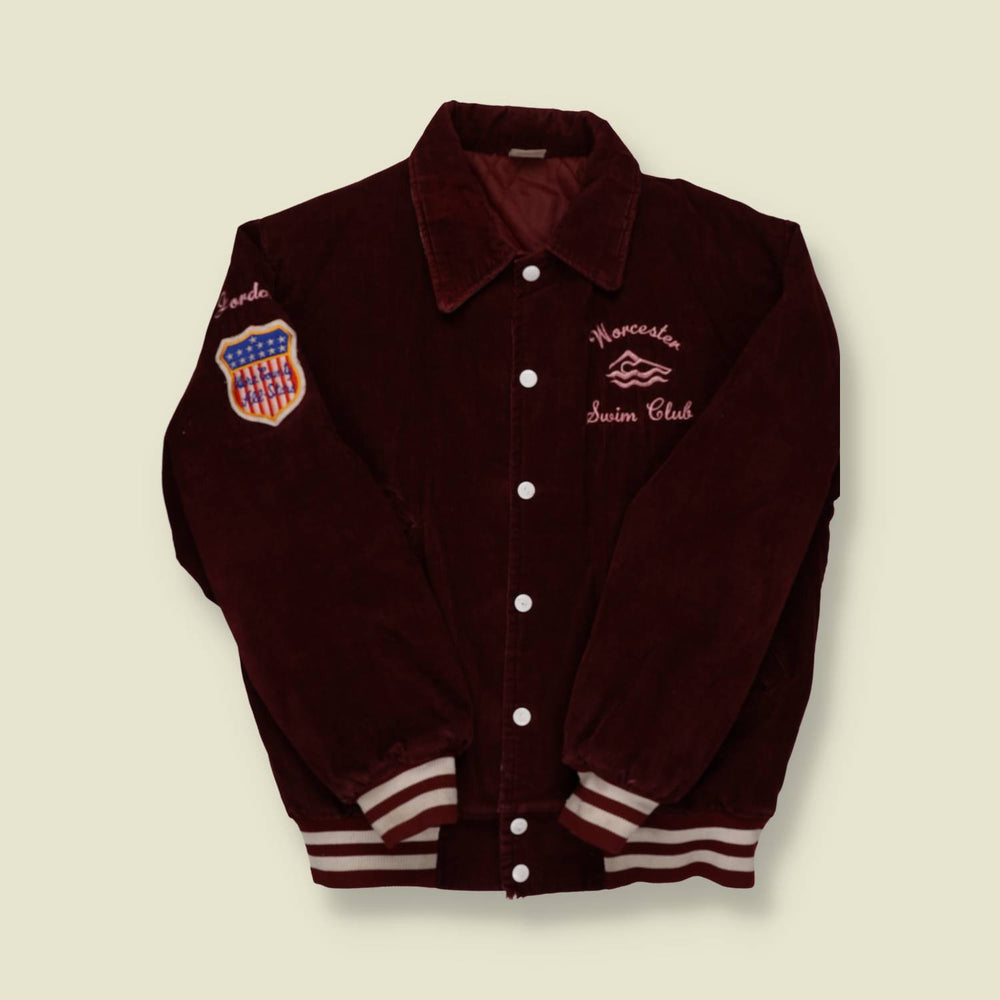 1960s Chain Stitch Corduroy Letterman / Varsity Jacket - S/M