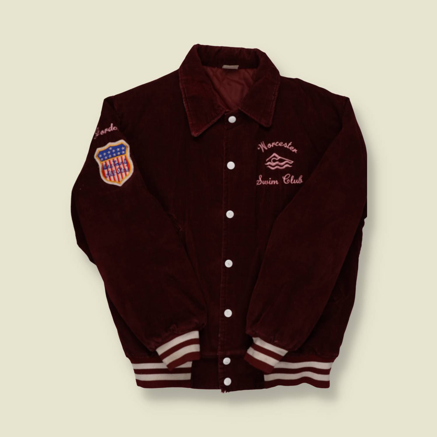 1960s Chain Stitch Corduroy Letterman / Varsity Jacket - S/M