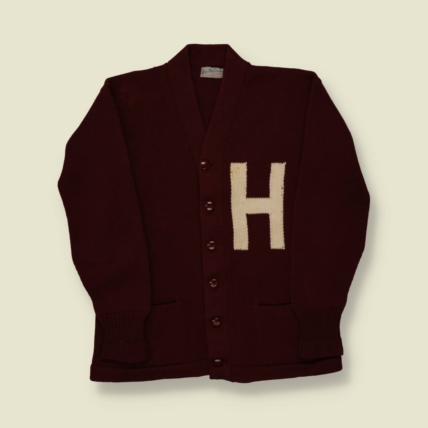 1940s/50s Football Button Letterman Cardigan - S/M