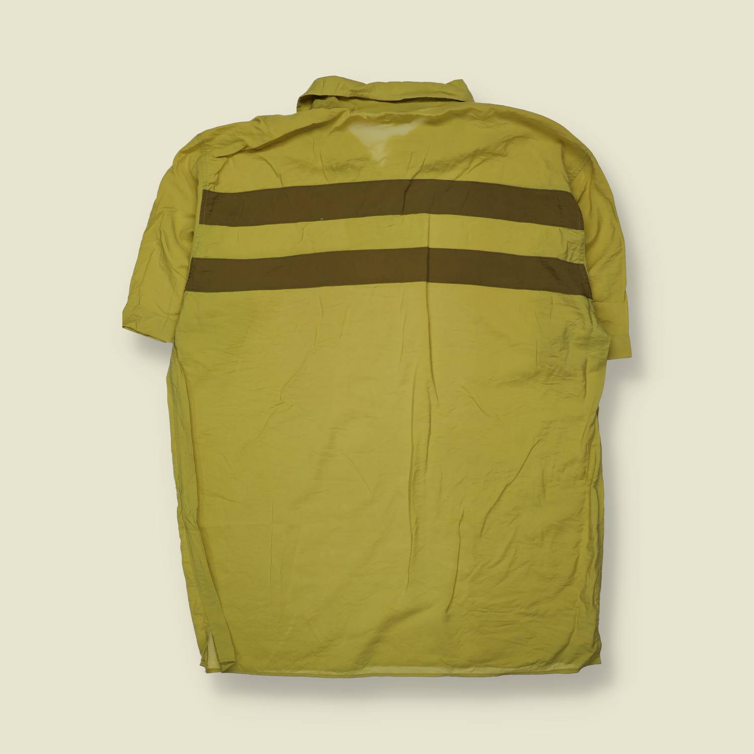 1980s | Ciao | Short Sleeve Polo Shirt | Yellow Stripe | Made In Italy – XXL