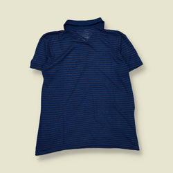 1980s | Short Sleeve Striped Polo Shirt | Blue – XS