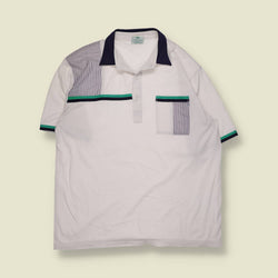 1980s | Short Sleeve Polo Shirt | White Stripe Panel – XL