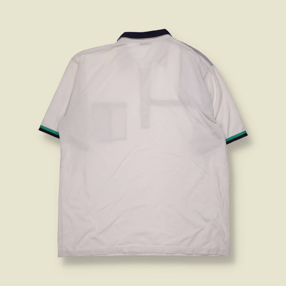 1980s | Short Sleeve Polo Shirt | White Stripe Panel – XL