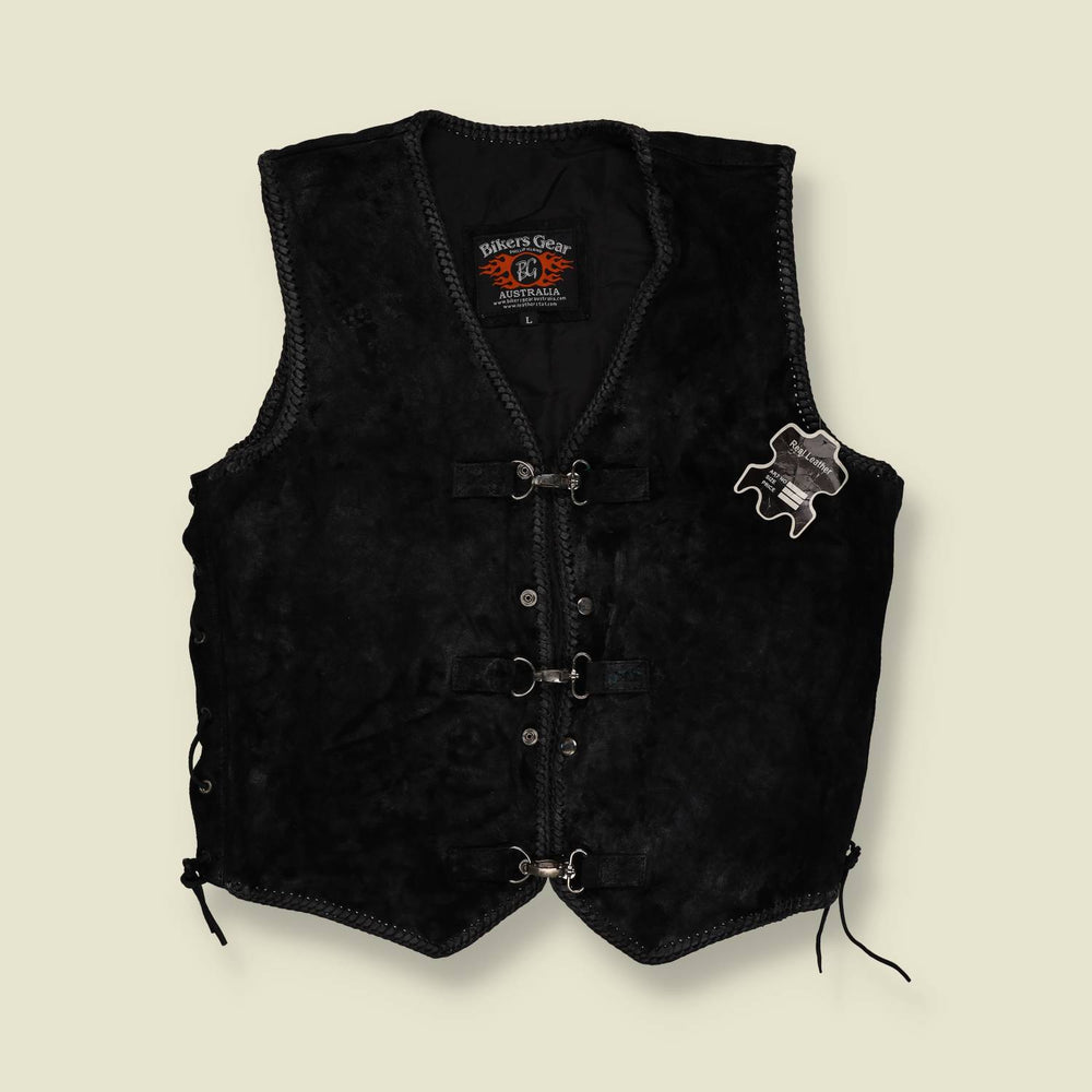 2000s | Bikers Gear | Leather Vest | Fireman Clasp | Deadstock – XL
