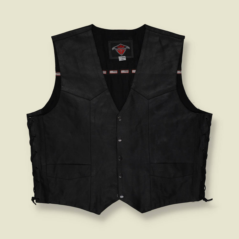 2000s | Tempeed | Leather Biker Vest | Black – XXXXXL