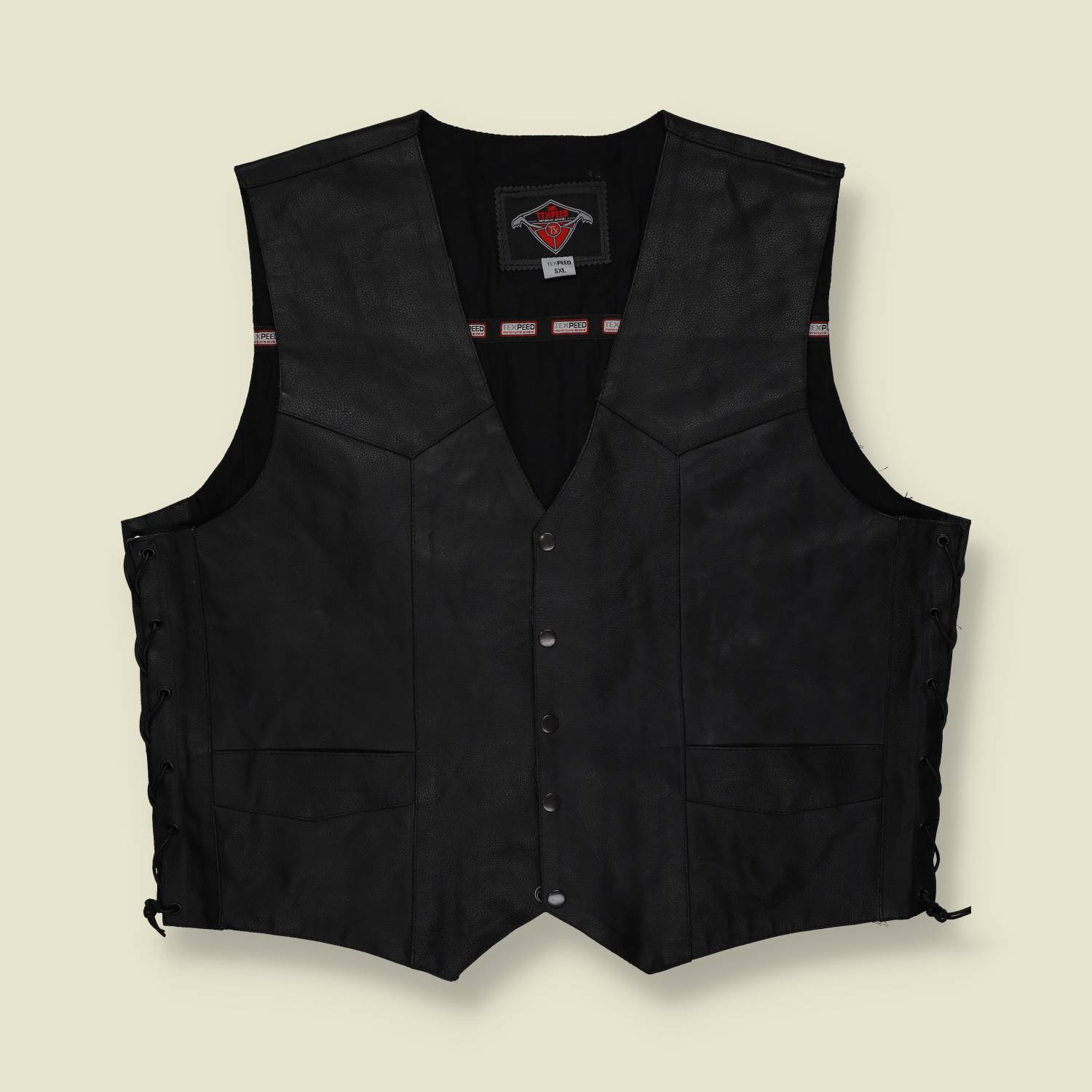 2000s | Tempeed | Leather Biker Vest | Black – XXXXXL