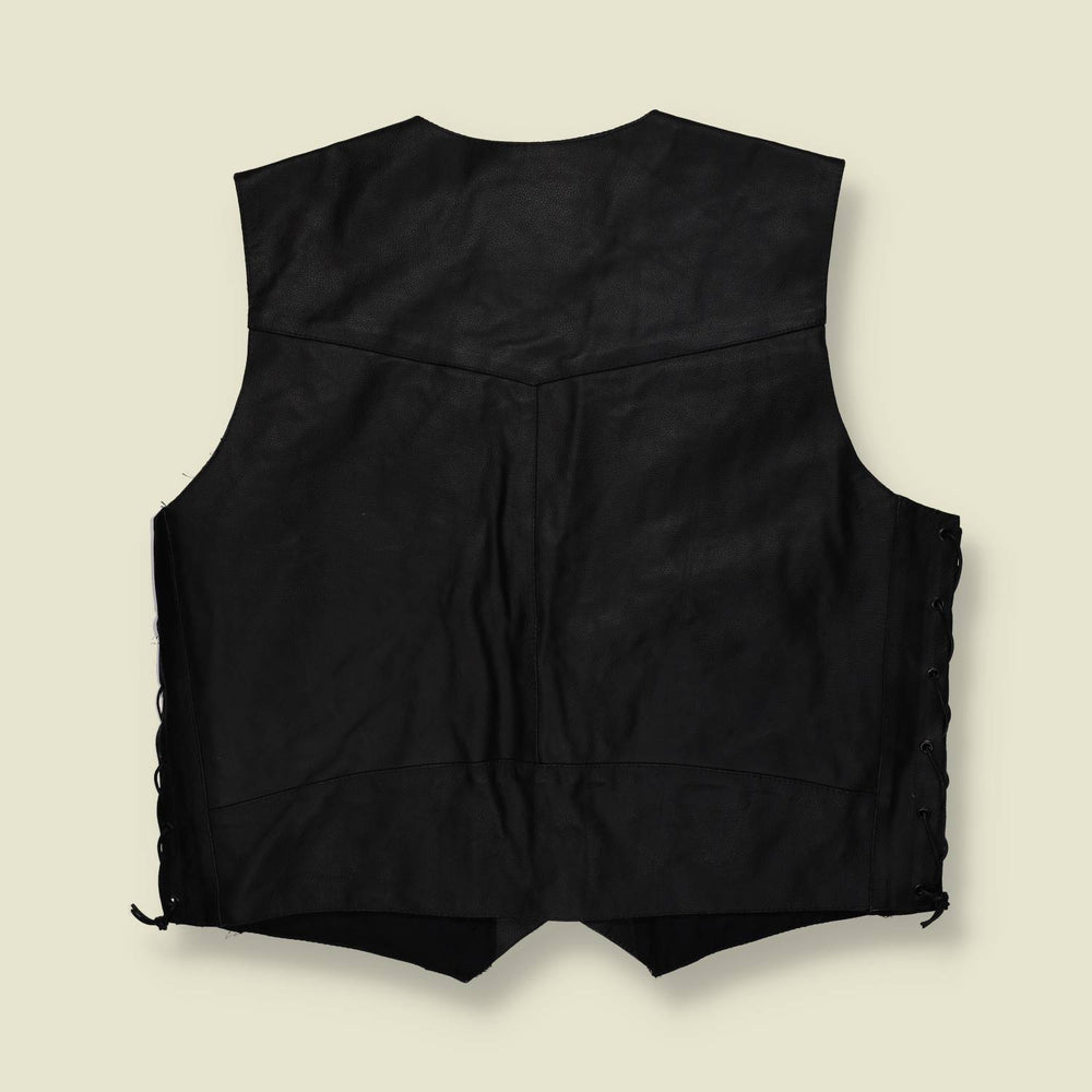 2000s | Tempeed | Leather Biker Vest | Black – XXXXXL