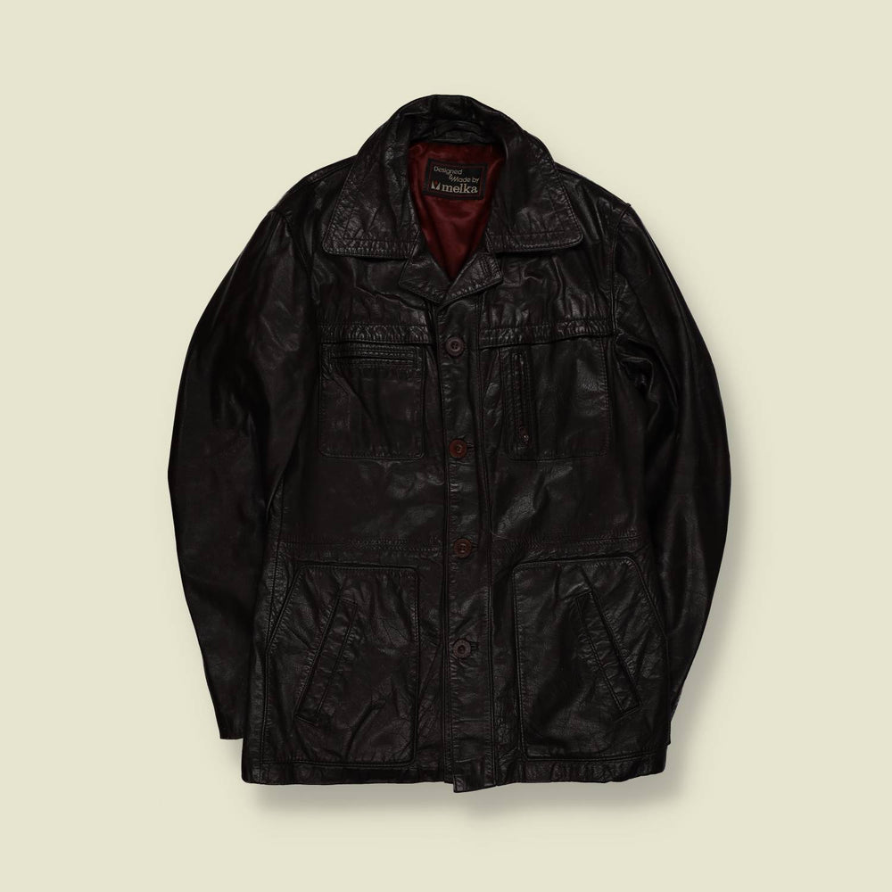 1970s | Melka | Blanket-Lined Leather Jacket | Black – S