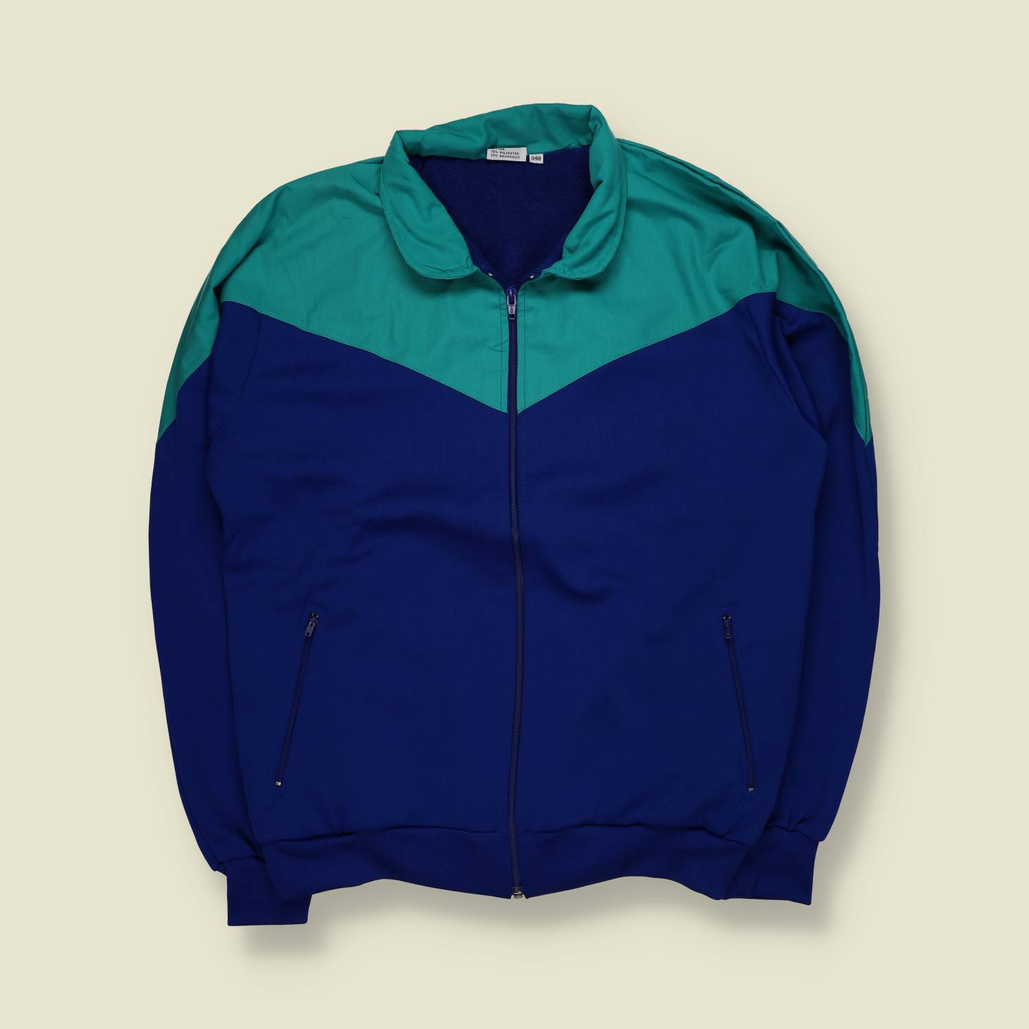 1980s | Poly Track Jacket | Blue & Green – S