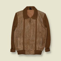 1970s | Suede & Knit | Cardigan Jacket | Brown – S