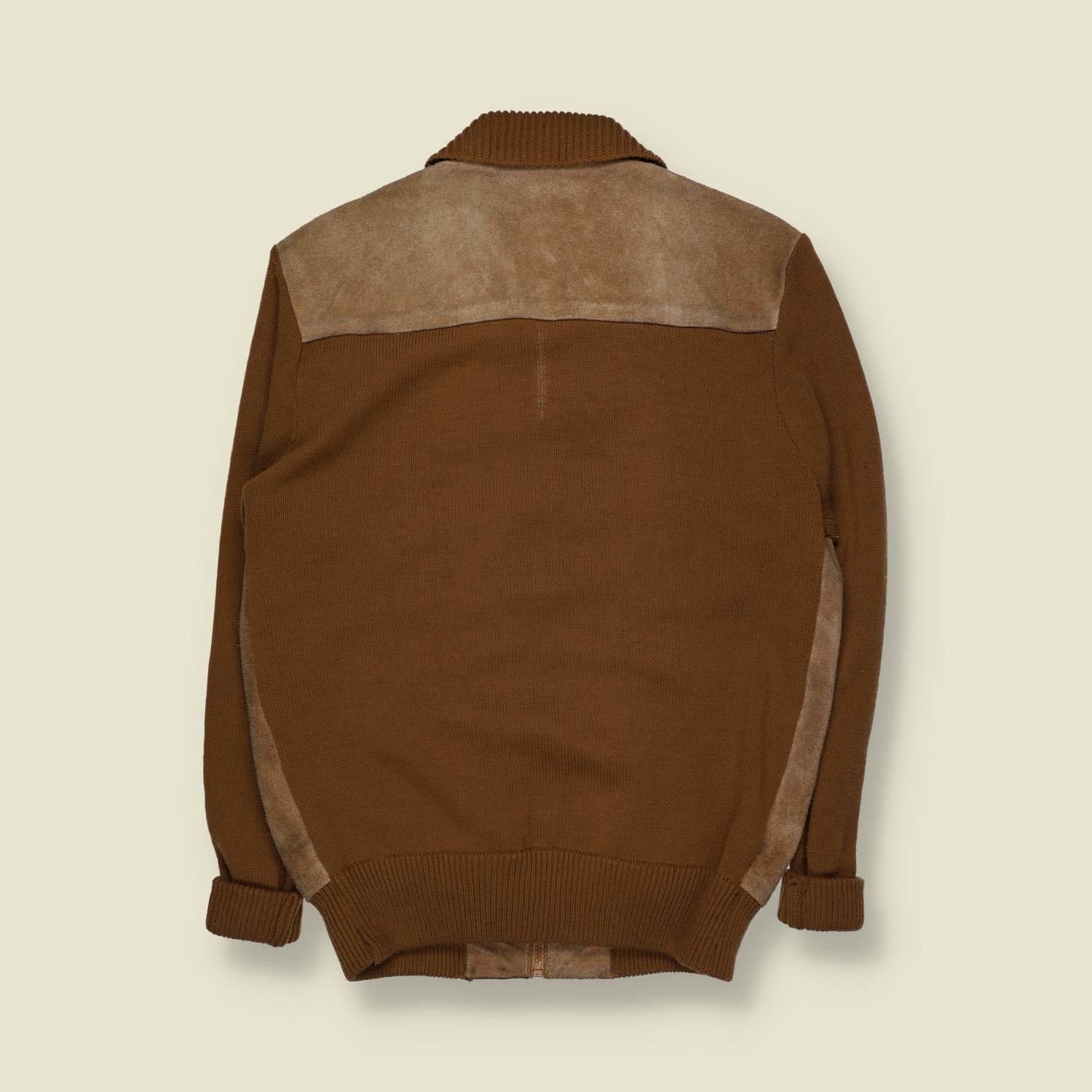 1970s | Suede & Knit | Cardigan Jacket | Brown – S