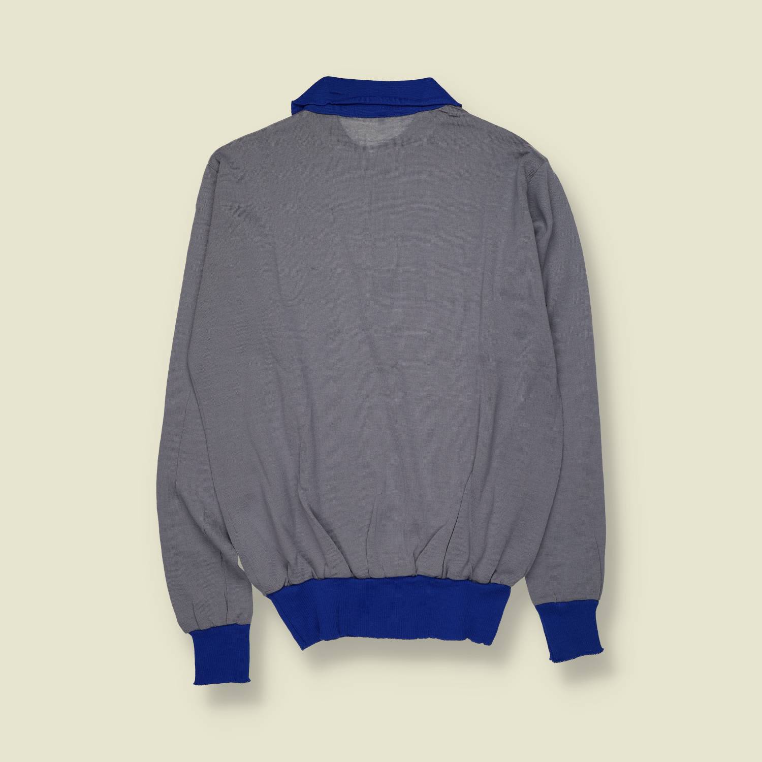 1970s–1980s | MB | Long Sleeve Polo Sweatshirt | Grey Blue – M